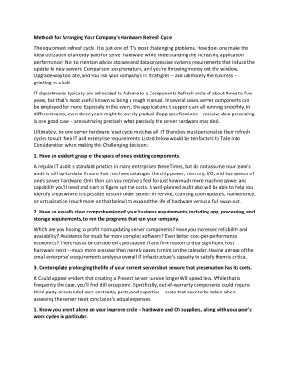 methods for arranging your company s hardware