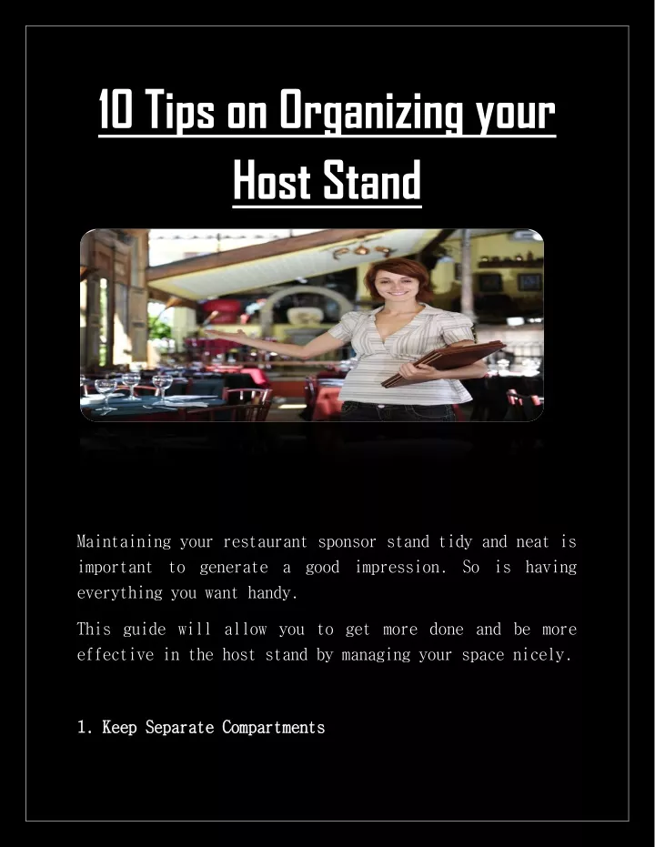 10 tips on organizing your host stand