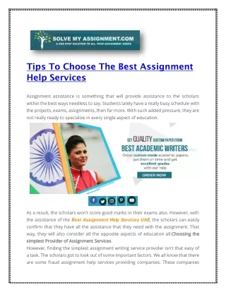 Best Assignment Help Services USA | Solvemyassignment.com