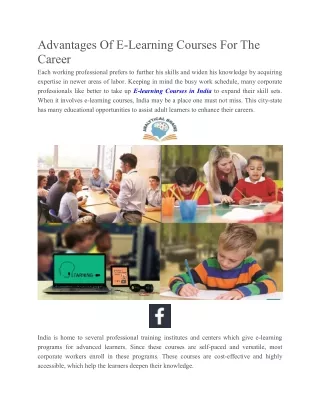advantages of e learning courses for the career
