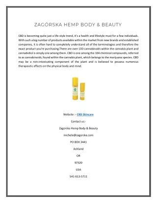 Best Cbd Skincare | Zagorska Hemp Body & Beauty