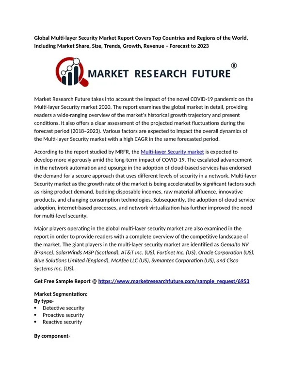 Global Multi-layer Security Market Report Covers Top Countries and Regions of the World, Including Market Share, Size, T