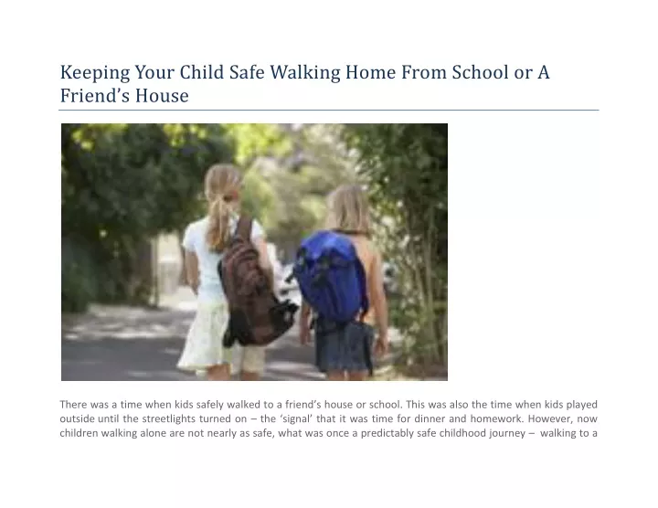 keeping your child safe walking home from school