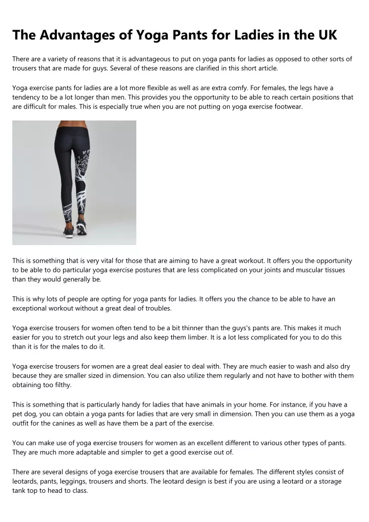 the advantages of yoga pants for ladies in the uk