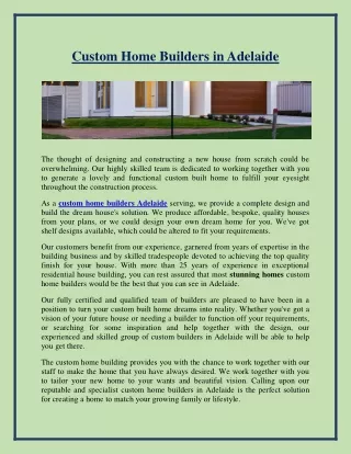 custom home builders in adelaide