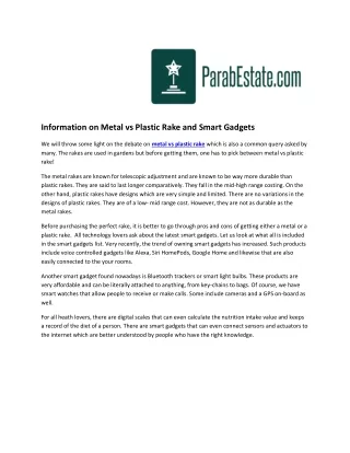 Information on Metal vs Plastic Rake and Smart Gadgets