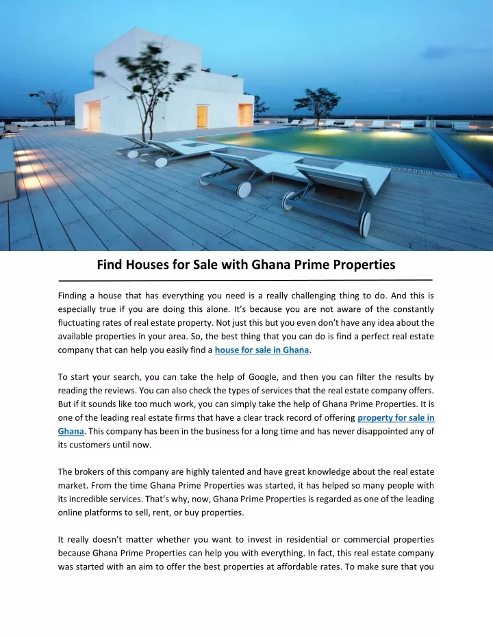 find houses for sale with ghana prime properties