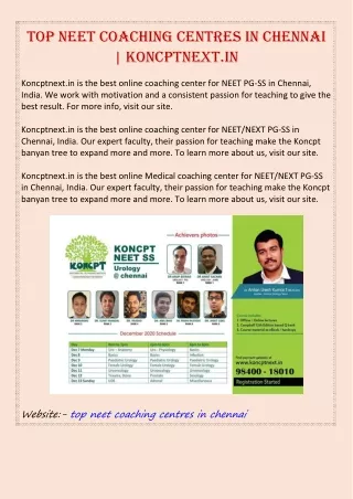Top NEET Coaching Centres In Chennai | koncptnext.in