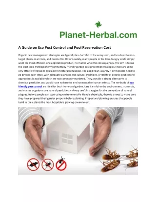 A Guide on Eco Post Control and Pool Reservation Cost