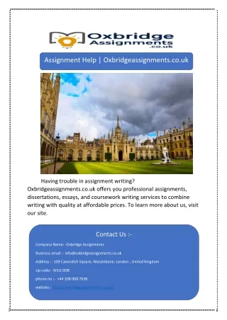 Assignment Help | Oxbridgeassignments.co.uk