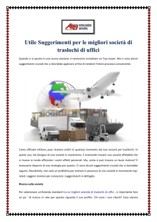 Utile Suggerimenti per le migliori società di traslochi di uffici