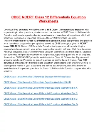 cbse ncert class 12 differentials equation