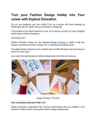 Turn your Fashion Design Hobby into Your career with Explore Education