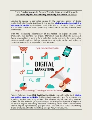 From Fundamentals to Future Trends, learn everything with the best digital marketing training institute in Noida