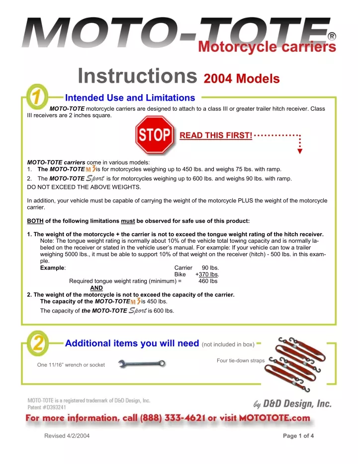 instructions 2004 models