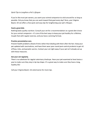 quick tips to lengthen a pet s lifespan