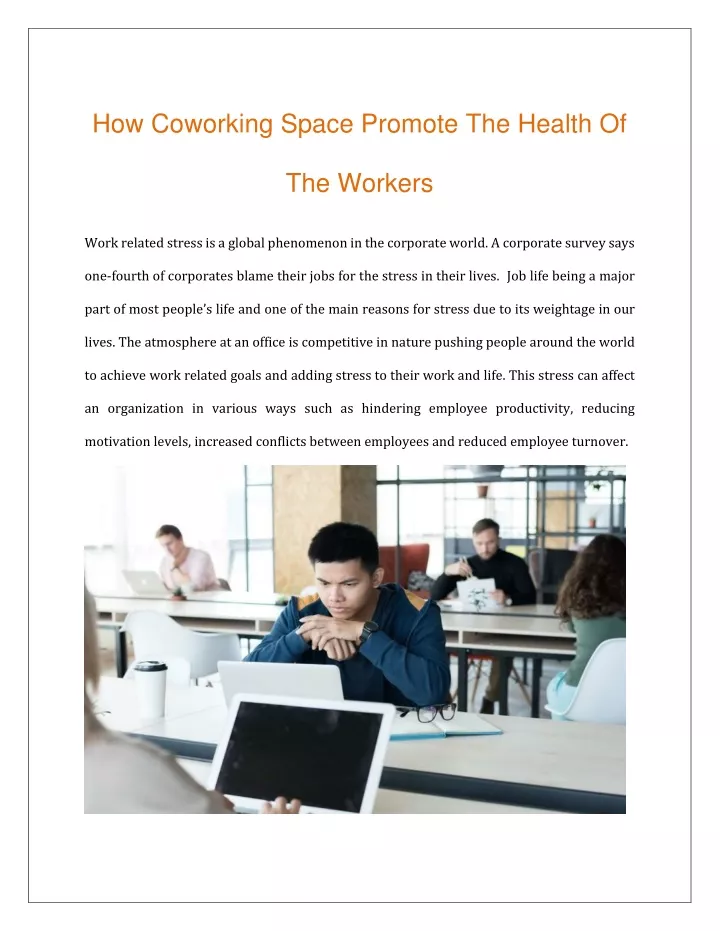 how coworking space promote the health of