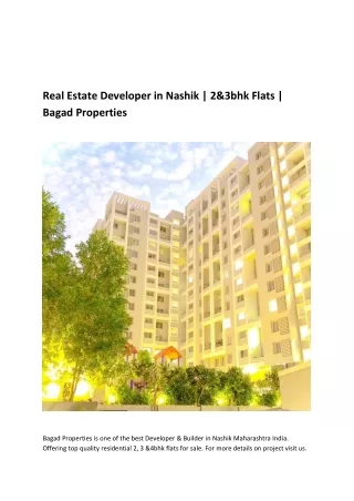 Real Estate Developer in Nashik | 2&3bhk Flats | Bagad Properties