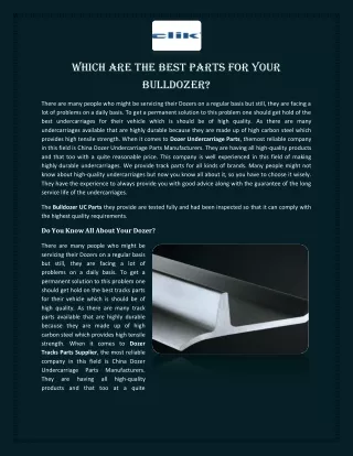 which are the best parts for your bulldozer