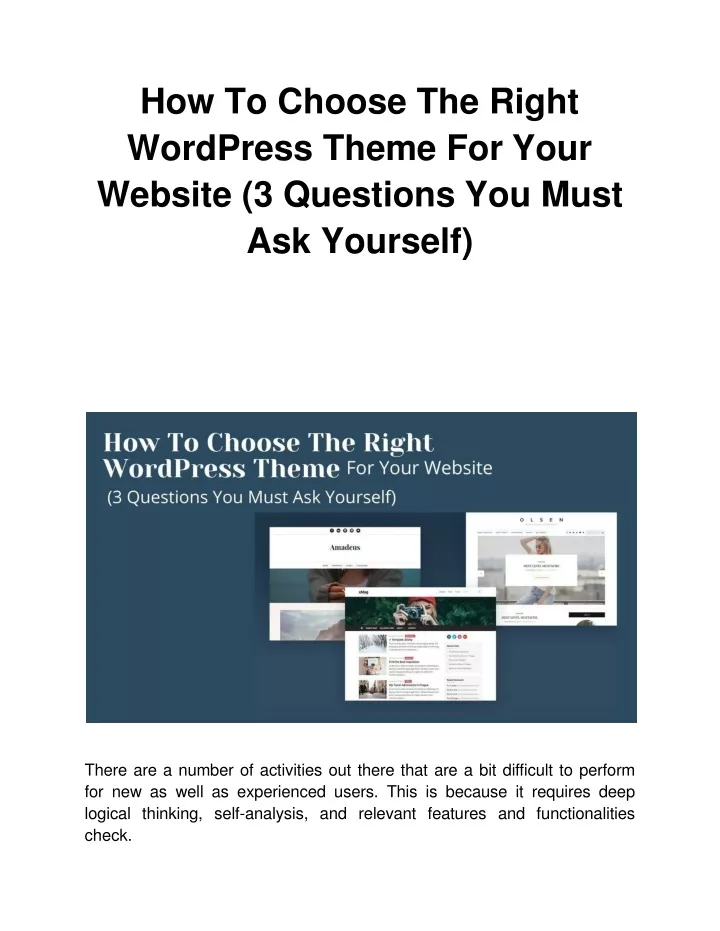 how to choose the right wordpress theme for your website 3 questions you must ask yourself