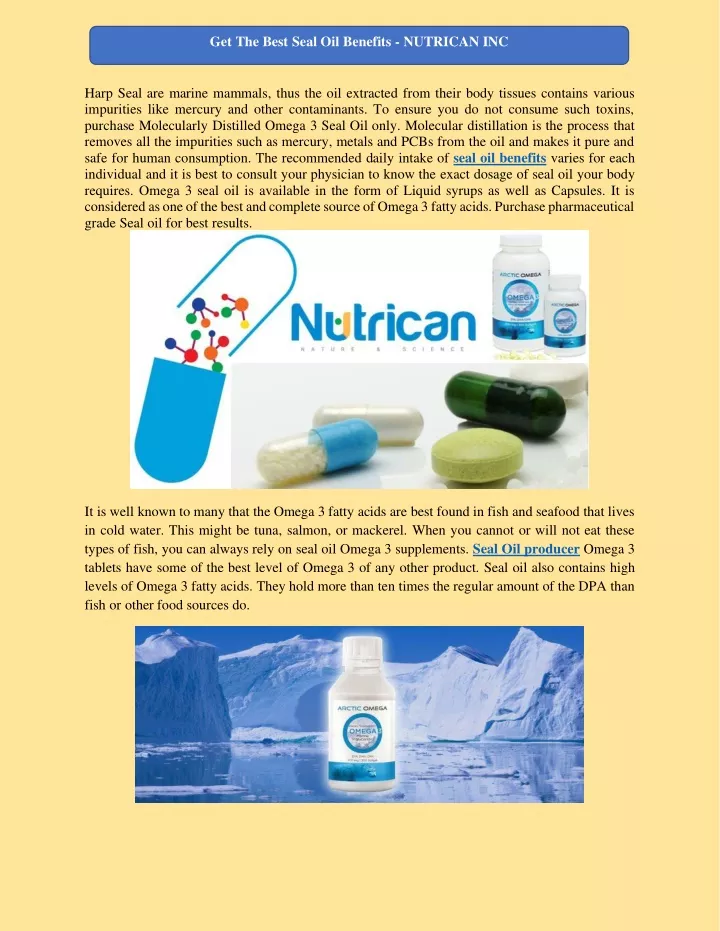 get the best seal oil benefits nutrican inc