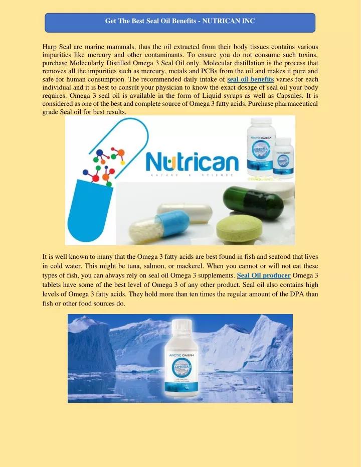 PPT - Get The Best Seal Oil Benefits - NUTRICAN INC PowerPoint