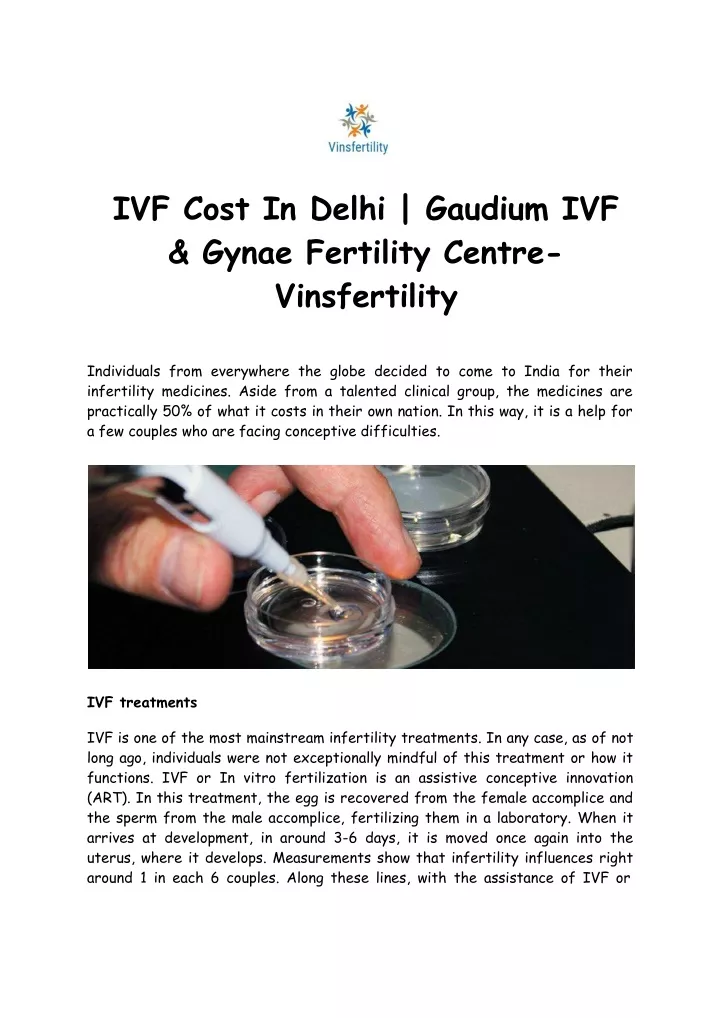 ivf cost in delhi gaudium ivf gynae fertility centre vinsfertility