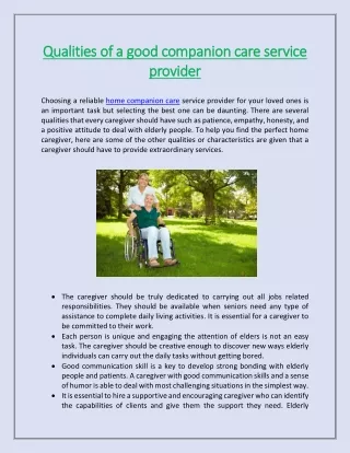 qualities of a good qualities of a good companion