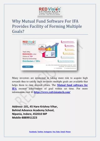 why mutual fund software for ifa provides