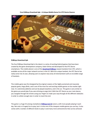 Download Online  Casino Game 918Kaya