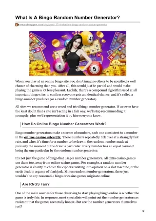 what is a bingo random number generator