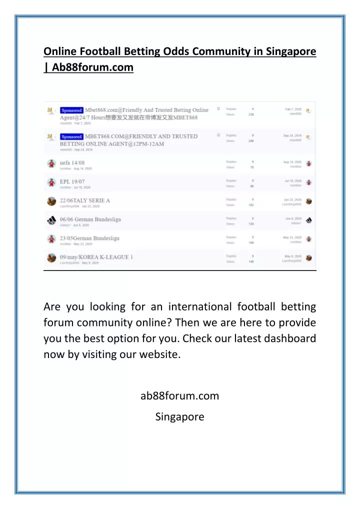 online football betting odds community
