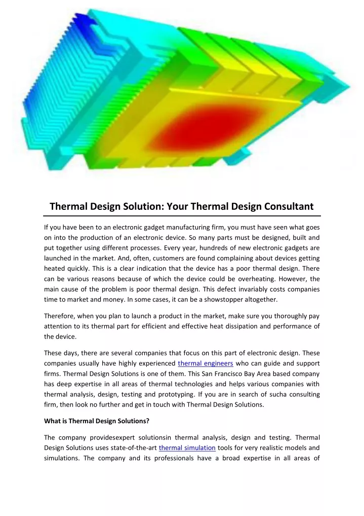 thermal design solution your thermal design