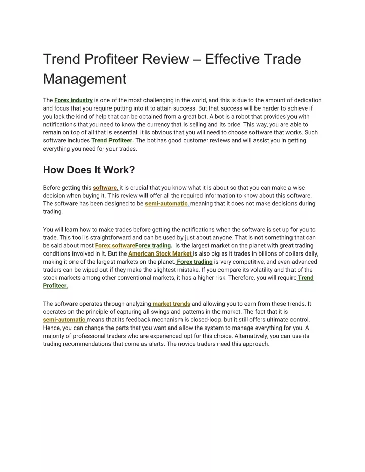 trend profiteer review effective trade management