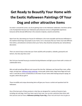 Beautify Your Home with the Exotic Halloween Paintings Of Your Dog