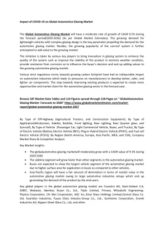 impact of covid 19 on global automotive glazing