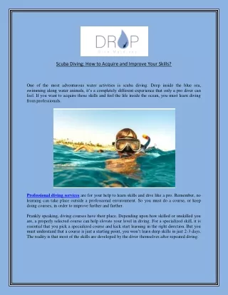 scuba diving how to acquire and improve your