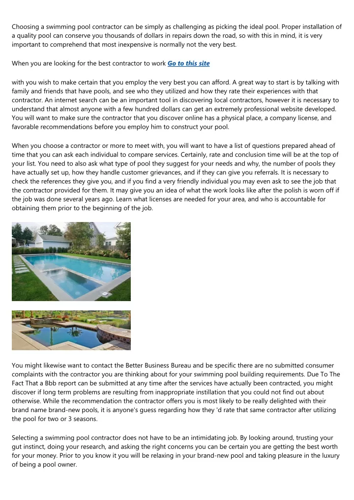 choosing a swimming pool contractor can be simply