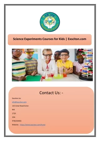Science Experiments Courses for Kids | Exsciton.com