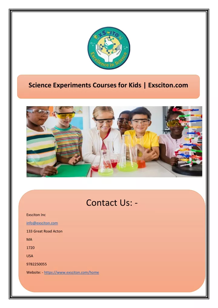 science experiments courses for kids exsciton com