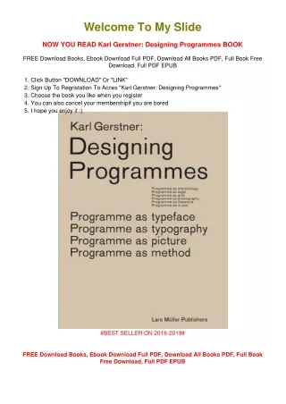 [PDF DOWNLOAD] Karl Gerstner: Designing Programmes Karl Gerstner