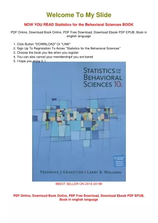 [PDF DOWNLOAD] Statistics for the Behavioral Sciences Frederick J. Gravetter