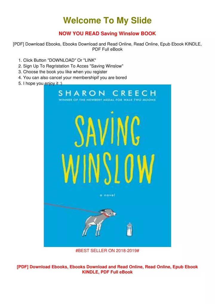 welcome to my slide now you read saving winslow