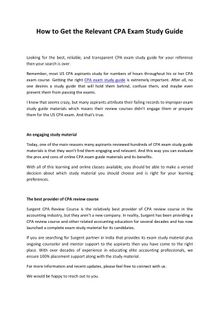 how to get the relevant cpa exam study guide