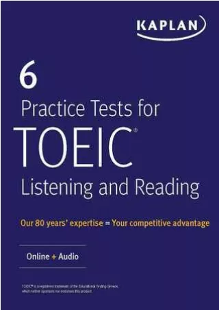 [([Read PDF])] 6 Practice Tests for TOEIC Listening and Reading: Online   Audio BY-Kaplan Test Prep