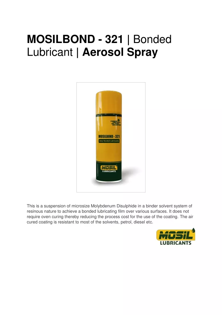 mosilbond 321 bonded lubricant aerosol spray