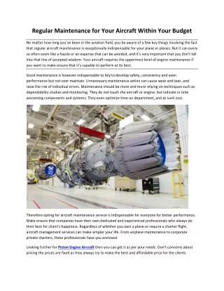 regular maintenance for your aircraft within your