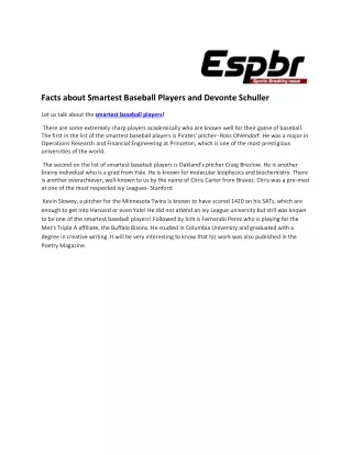 Facts about Smartest Baseball Players and Devonte Schuller