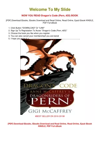 [PDF DOWNLOAD] Dragon's Code (Pern, #25) Gigi McCaffrey