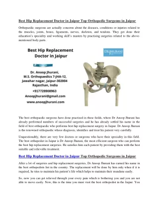 best hip replacement doctor in jaipur